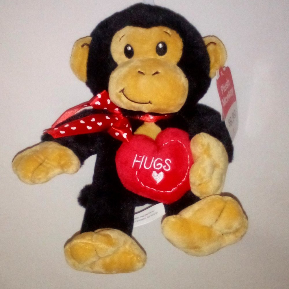 Stuffed Animal: Heart Shaped Ribbon & Heart Pillow "HUGS".  New